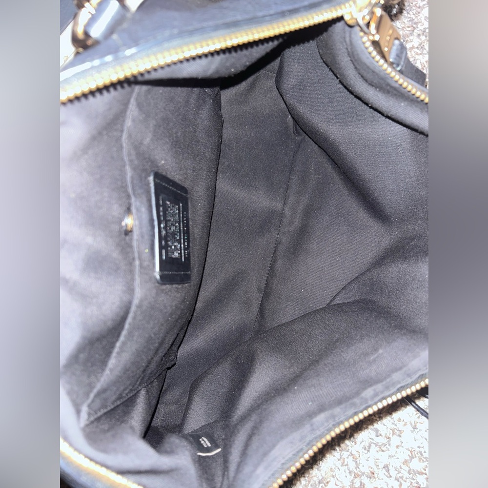 Coach Black Pebbled Leather Shoulder Satchel with Gold Hardware - Picture 12 of 14
